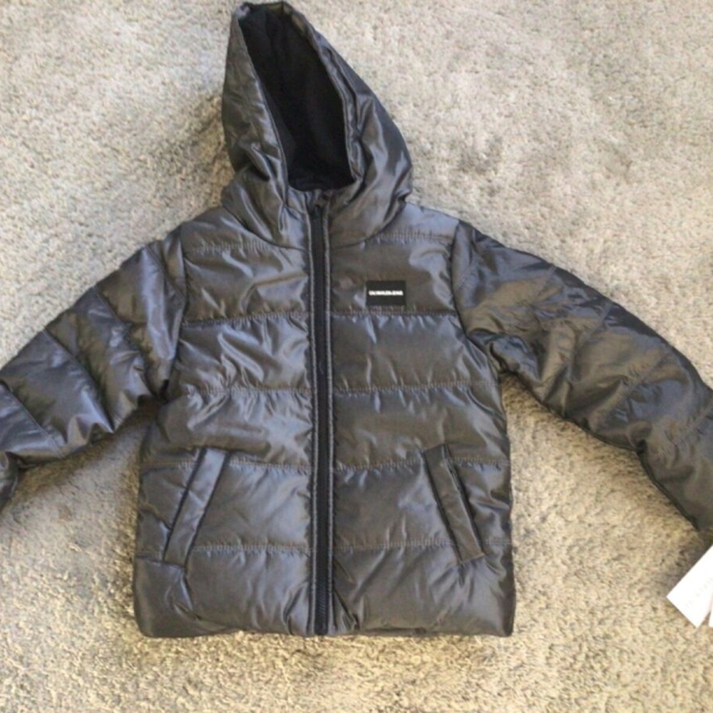 Calvin Klein Jeans Black and Gray Quilted Puffer Jacket